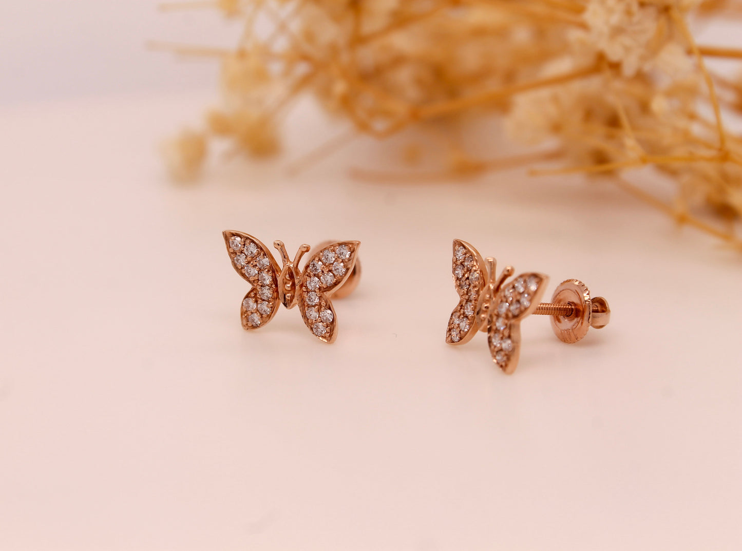 Diamond Butterfly Stud Earring