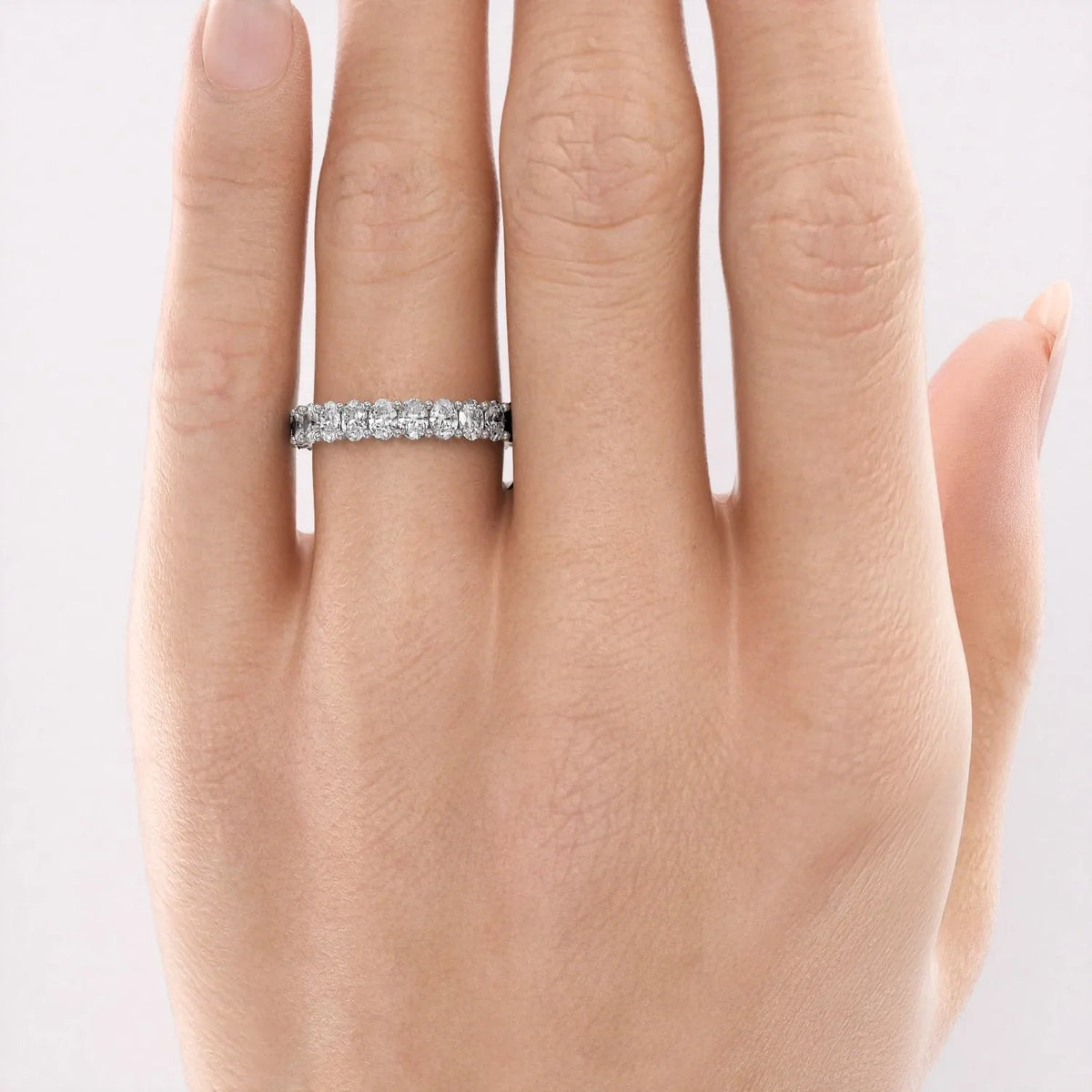 Oval Diamond U Prong Eternity Ring