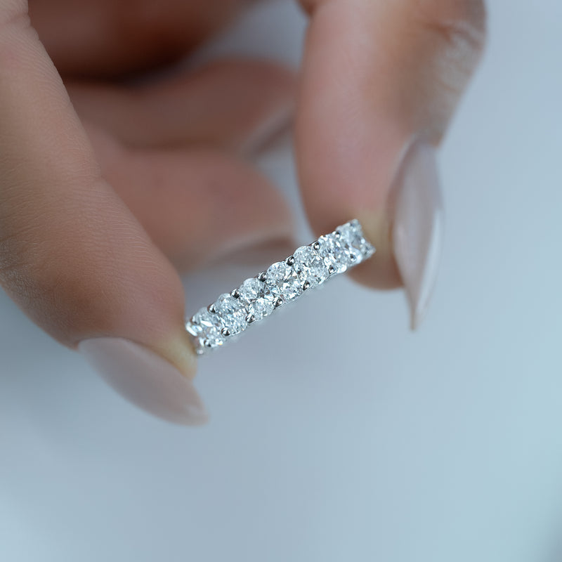 Oval Diamond U Pave Prong Eternity Ring