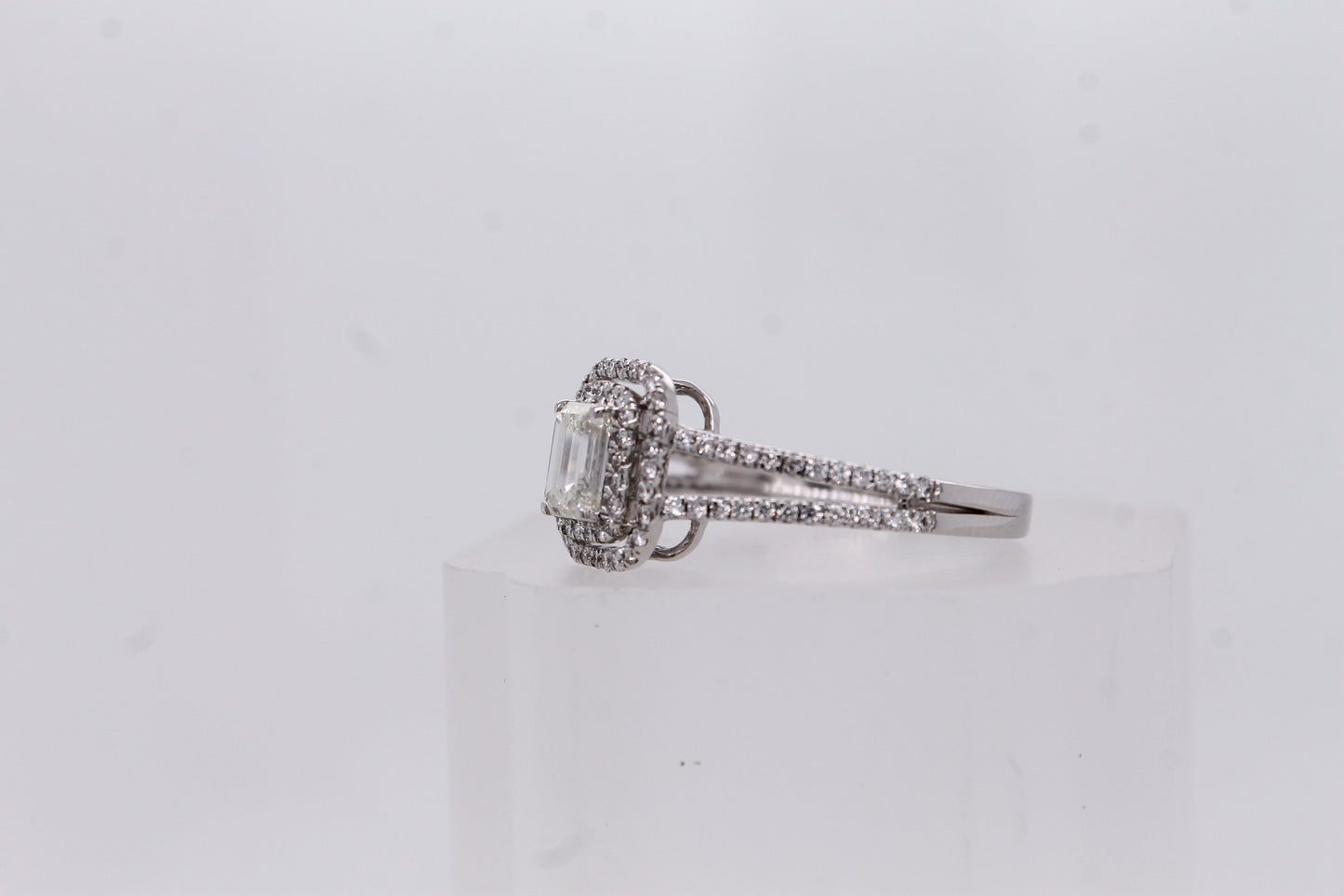 Emerald-Cut Halo Diamond Engagement Ring