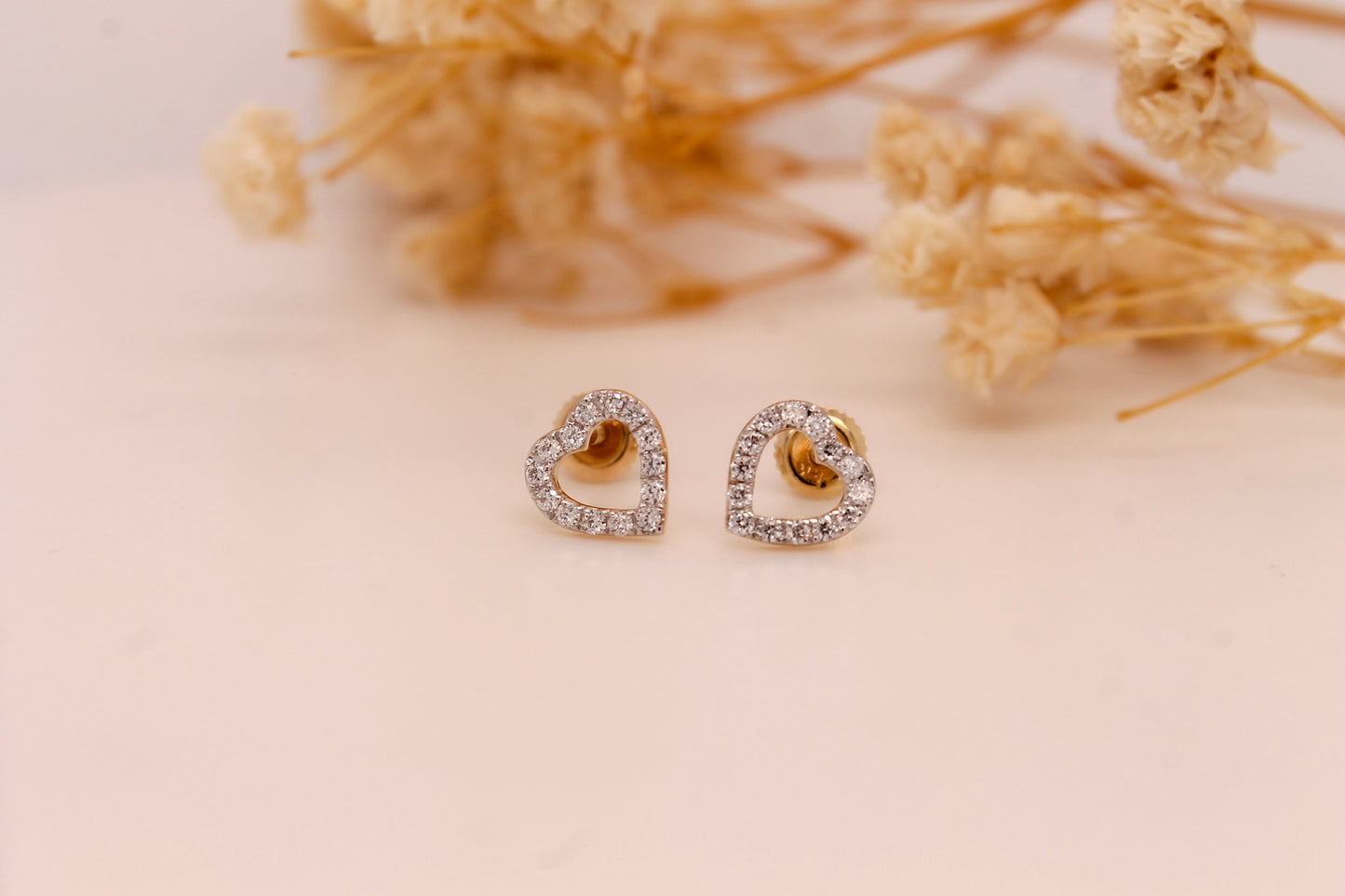 Diamond Heart Stud Earrings