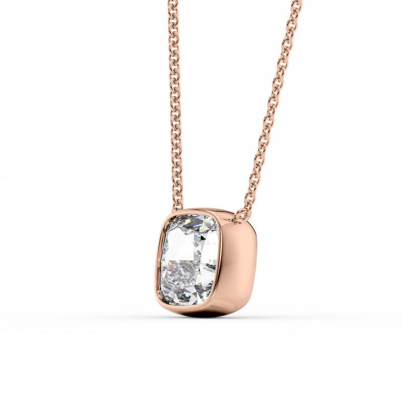 Cushion Diamond Bezel Necklace