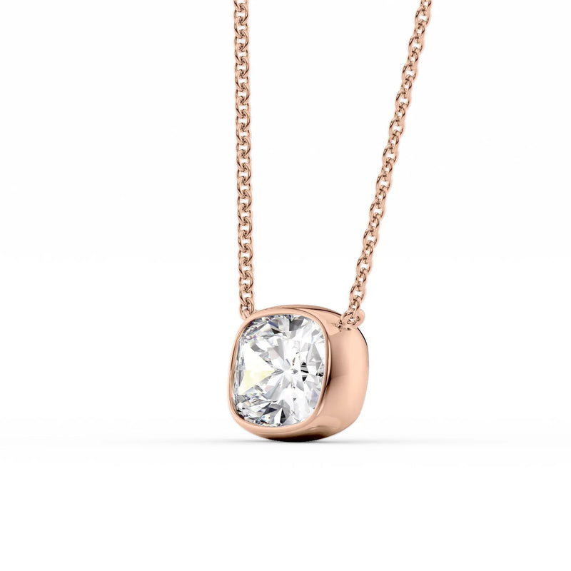 Elongated Cushion Diamond Bezel Necklace