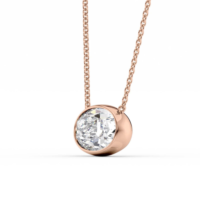 Oval Diamond Bezel Necklace
