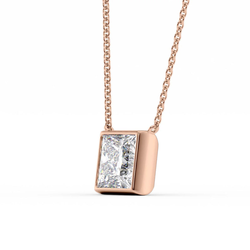 Princess Diamond Bezel Necklace