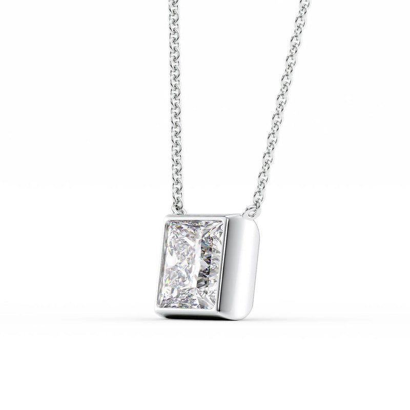 Princess Diamond Bezel Necklace