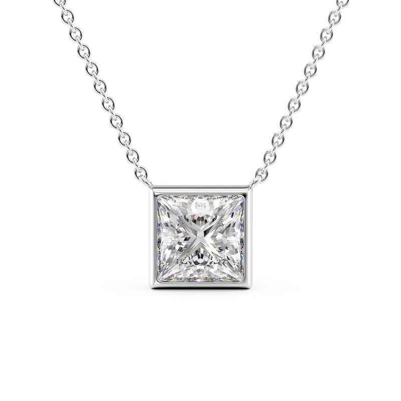 Princess Diamond Bezel Necklace