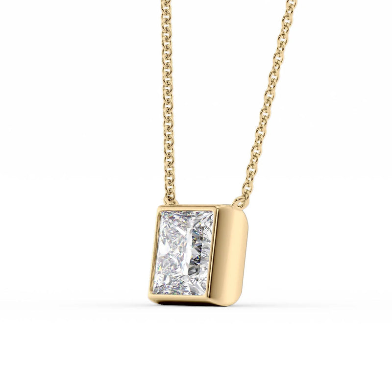Princess Diamond Bezel Necklace