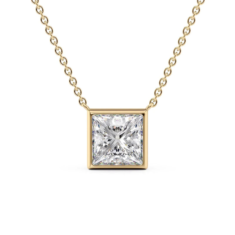 Princess Diamond Bezel Necklace