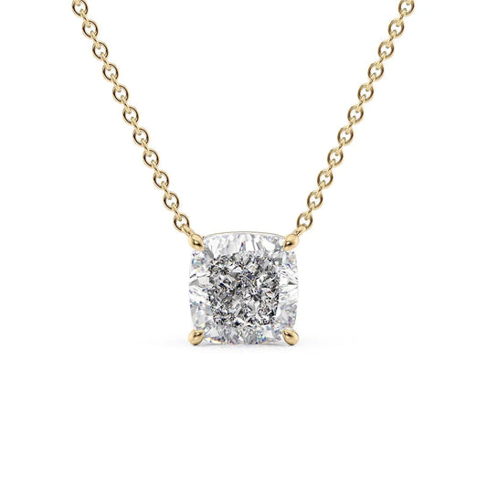 Cushion Diamond Solitaire Necklace