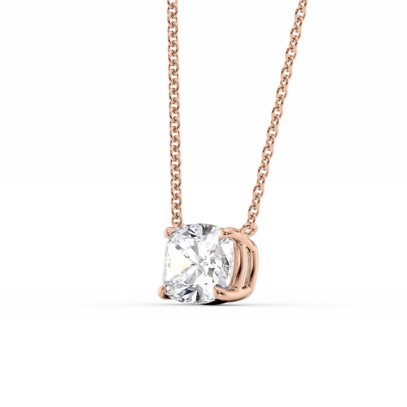 Elongated Cushion Diamond Solitaire Necklace