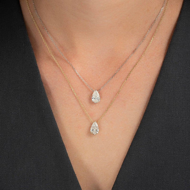 Pear Diamond Solitaire Necklace