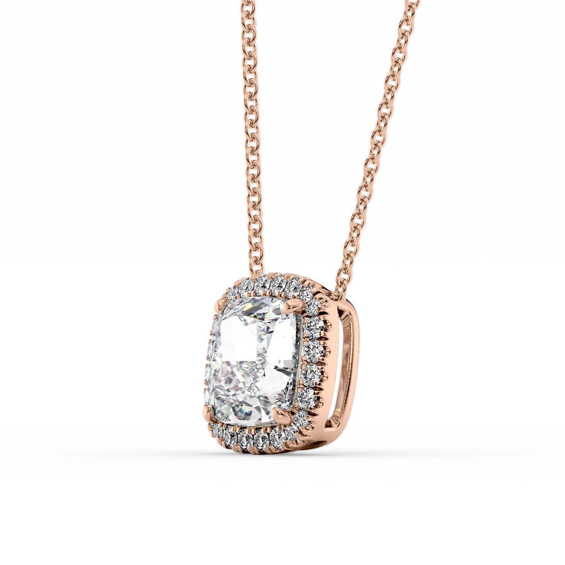 Cushion Diamond Halo Set Necklace