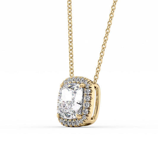 Cushion Diamond Halo Set Necklace