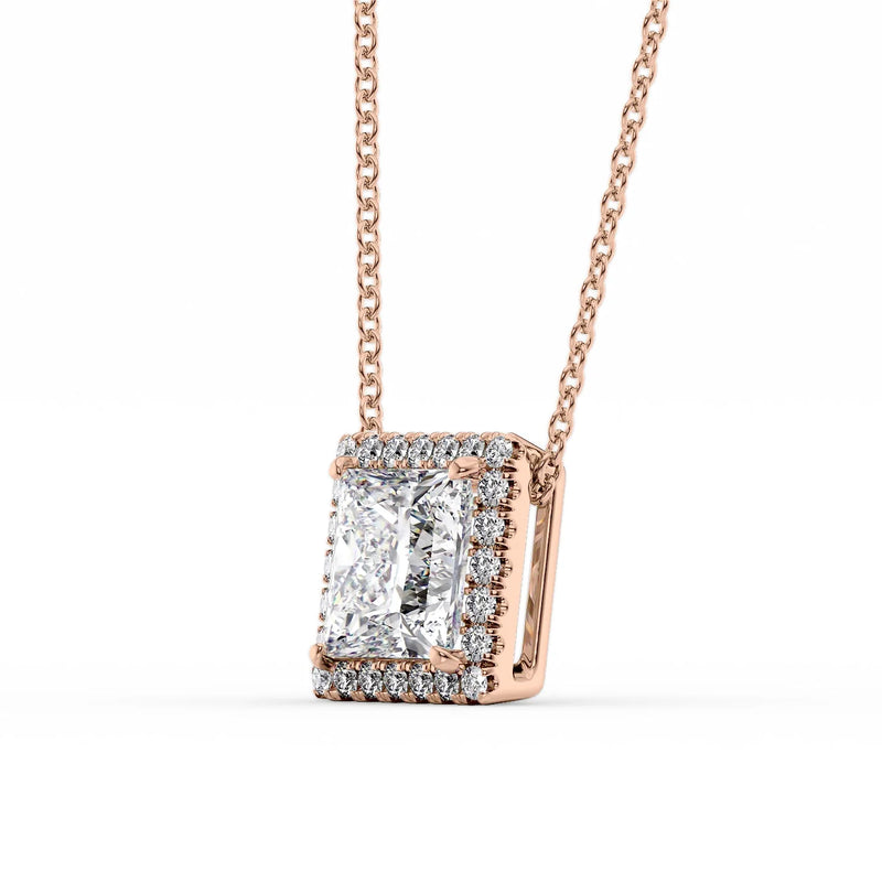 Princess Diamond Halo Set Necklace