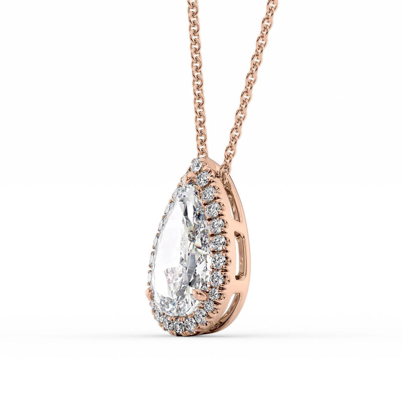 Pear Diamond Halo Set Necklace