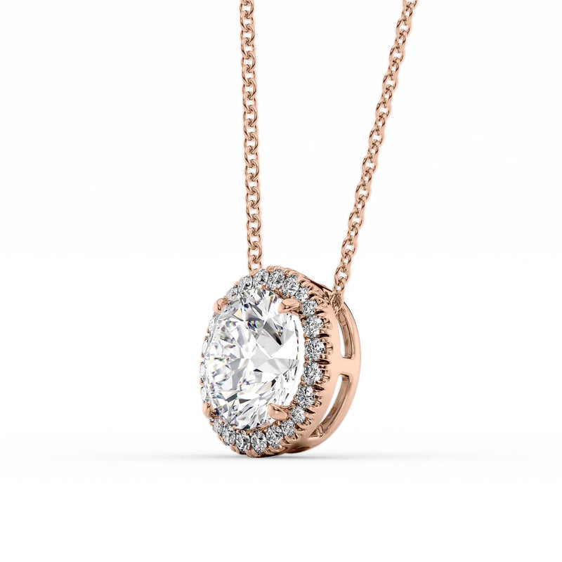 Lab Diamond Halo Set Necklace