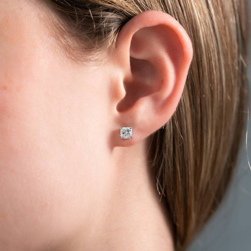 Cushion Diamond 4-Prong Matini Stud Earrings IGI Certified