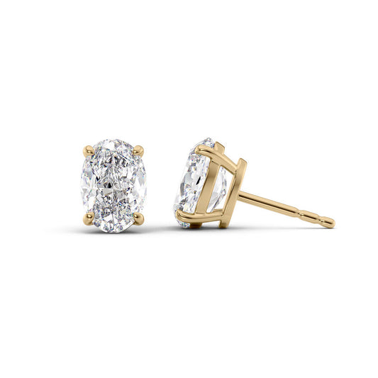Oval Lab Diamond Stud Earrings IGI Certified