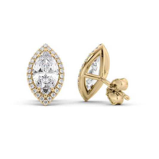 Marquise Diamond Halo Stud Earrings