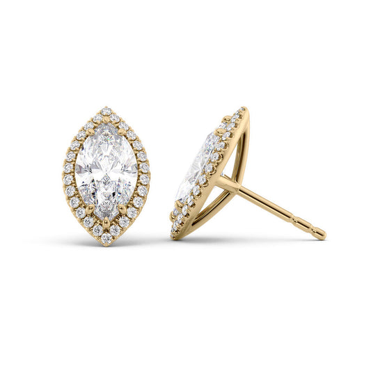 Marquise Diamond Halo Stud Earrings