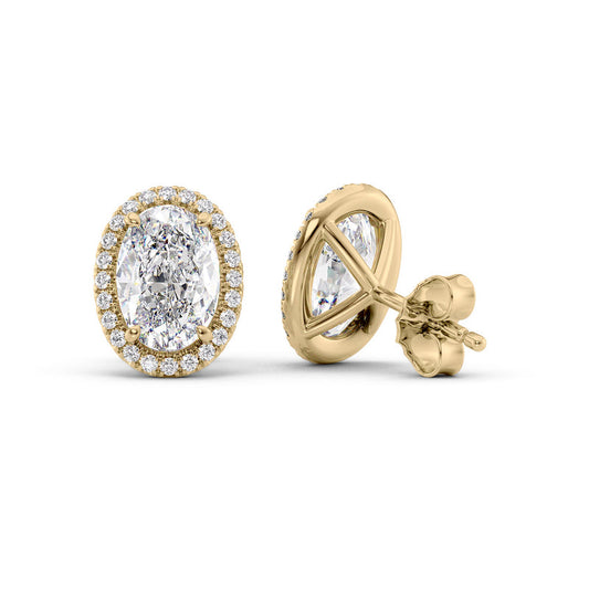 Oval Diamond Halo Stud Earrings