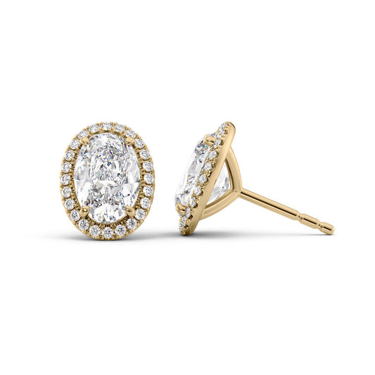 Oval Diamond Halo Stud Earrings