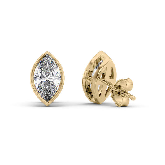 Marquise Cut Diamond Bezel Stud Earrings IGI Certified
