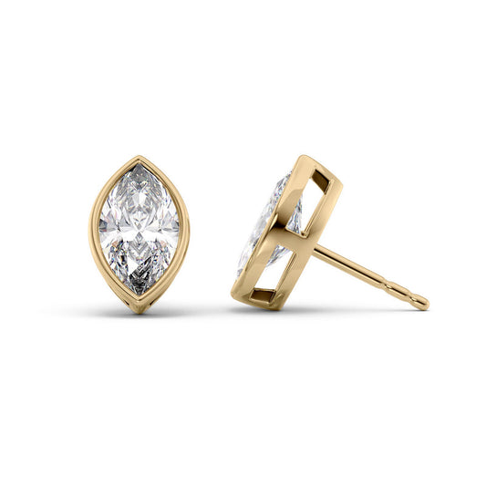 Marquise Cut Diamond Bezel Stud Earrings IGI Certified