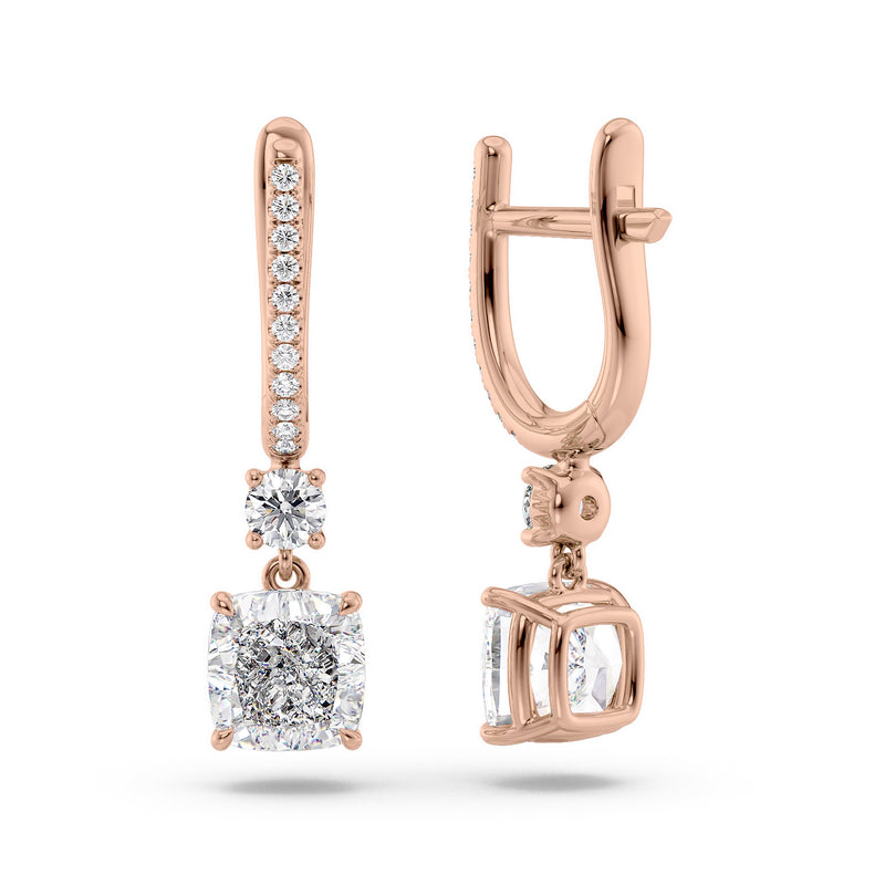 Cushion Diamond Drop Earrings