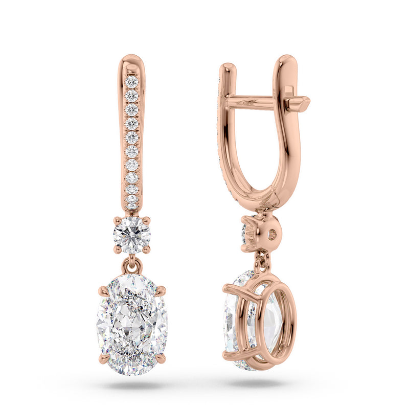 Oval Diamond Drop Earrings