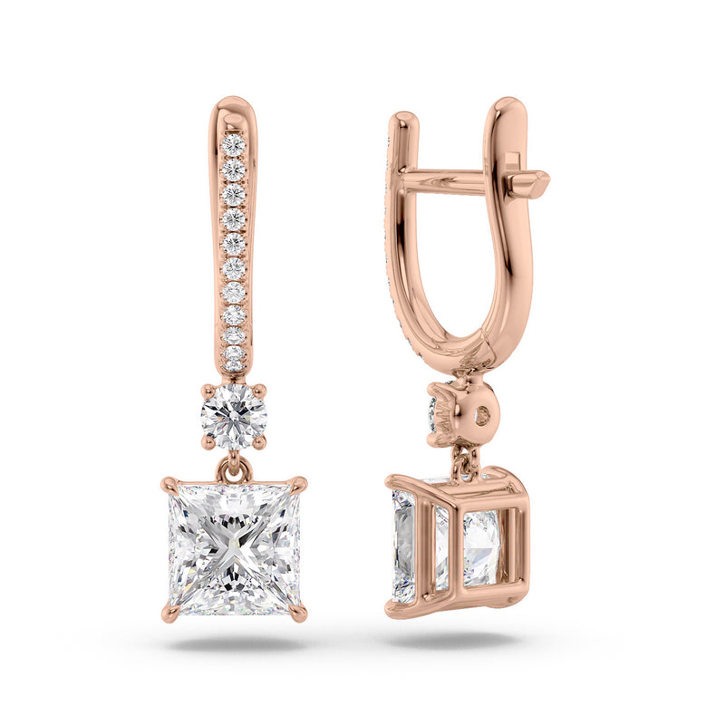 Princess Diamond Drop Earrings