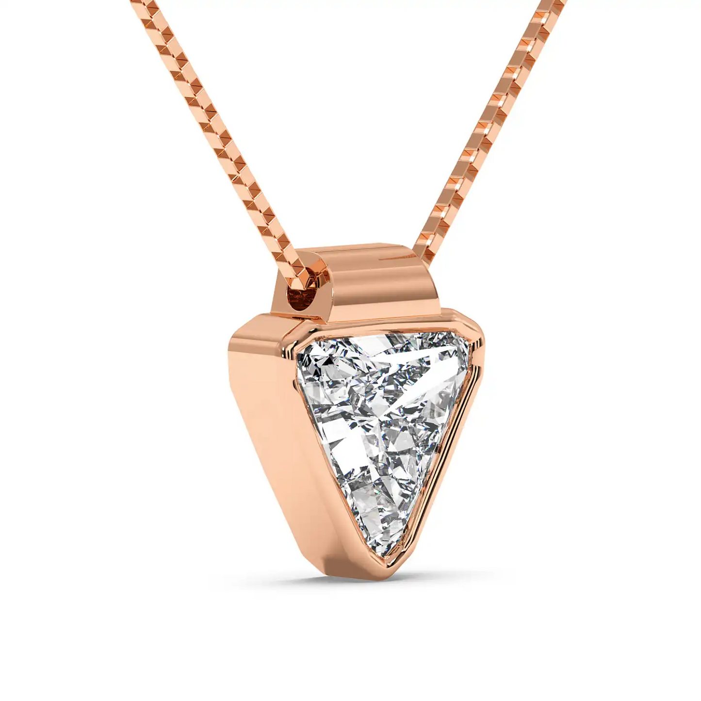 Bezel set Trillion Pendant Necklace