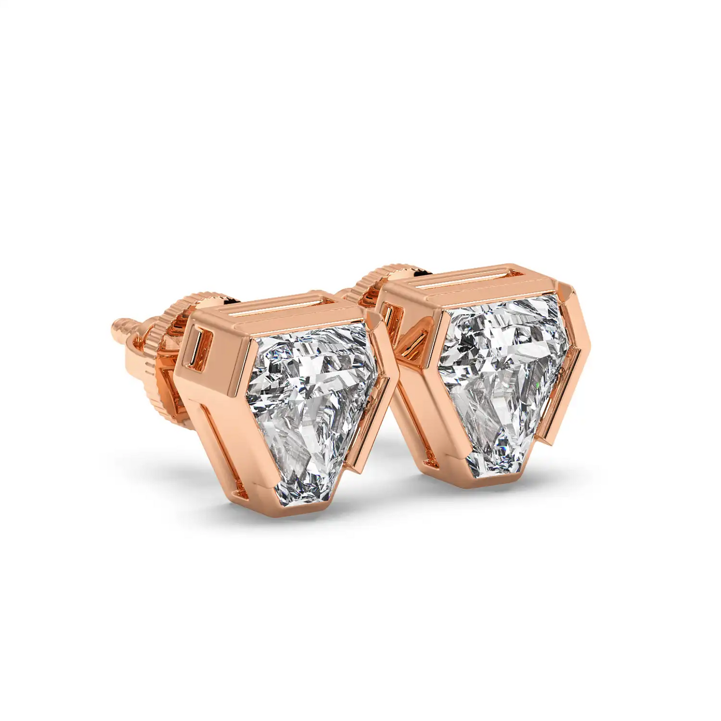 Bezel Coffin Stud Earring