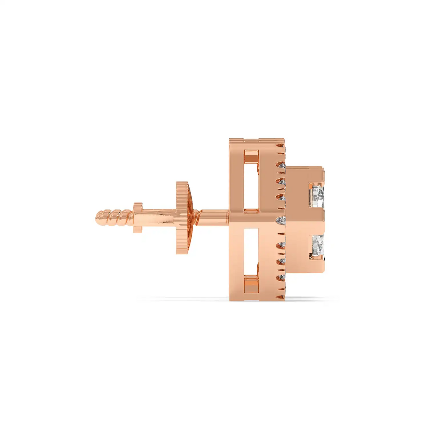 Halo Hexagon Stud Earring