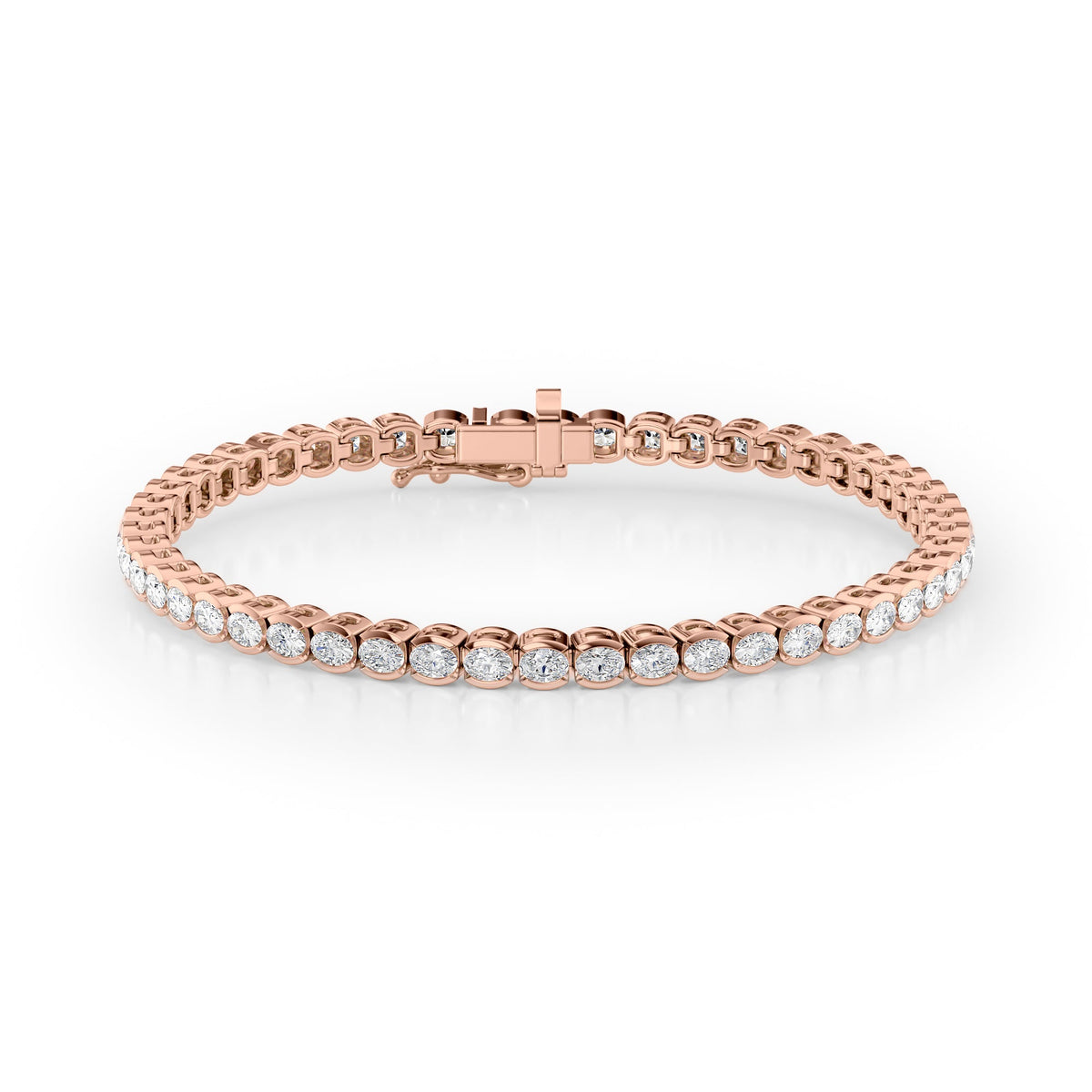 East West Half Bezel Oval Tennis Bracelet