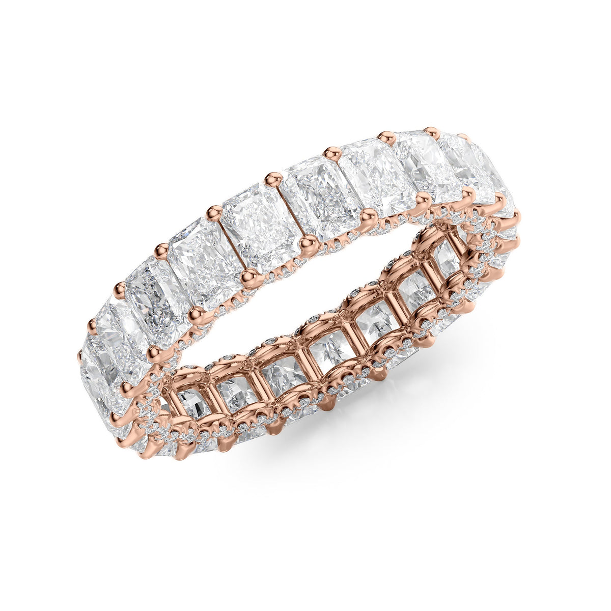 Radiant Diamond U Pave Prong Eternity Ring