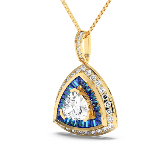 Azure Trillion Halo Pendant