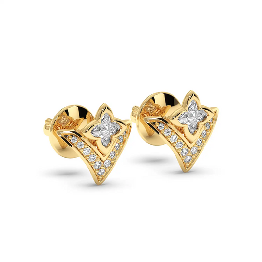 Floral V-Stud Earrings