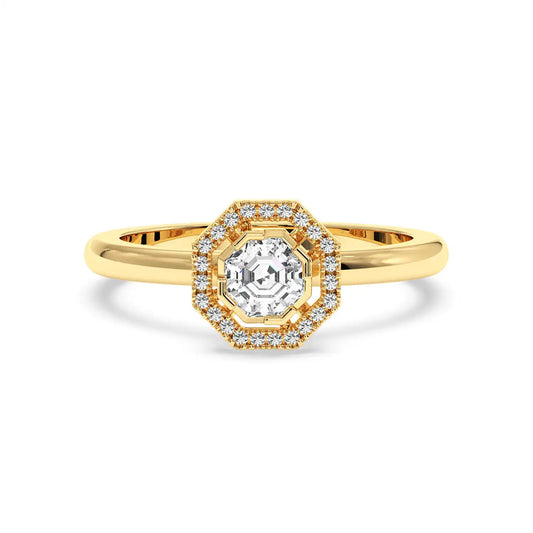Halo Octagon Solitaire Ring