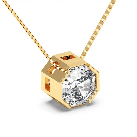 Bezel set Octagon Pendant Necklace