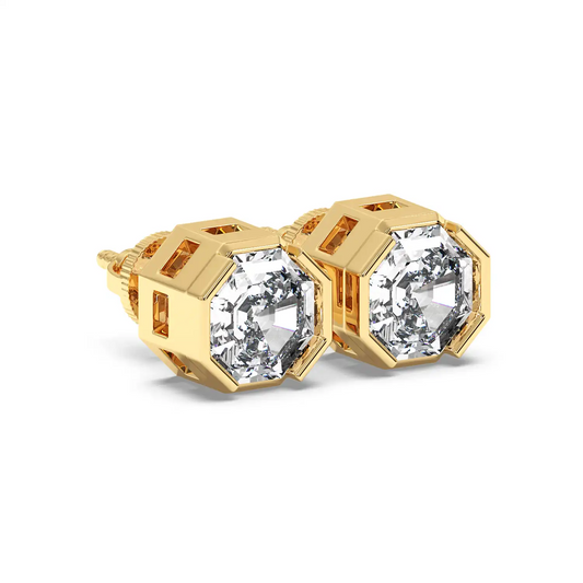 Bezel Octagon Stud Earring