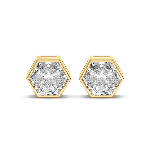 Bezel Hexagon Stud Earring