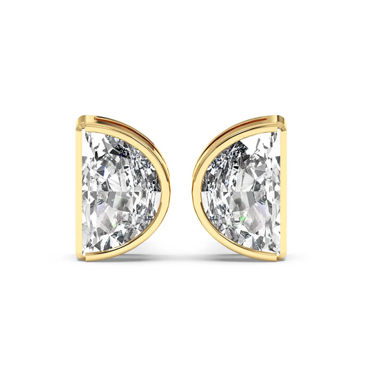Bezel Halfmoon Stud Earring