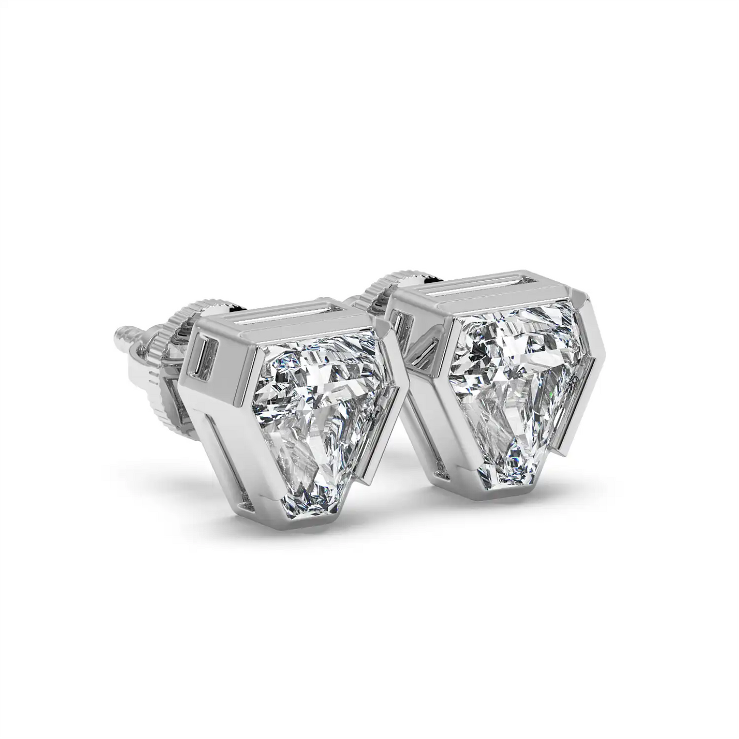Bezel Coffin Stud Earring