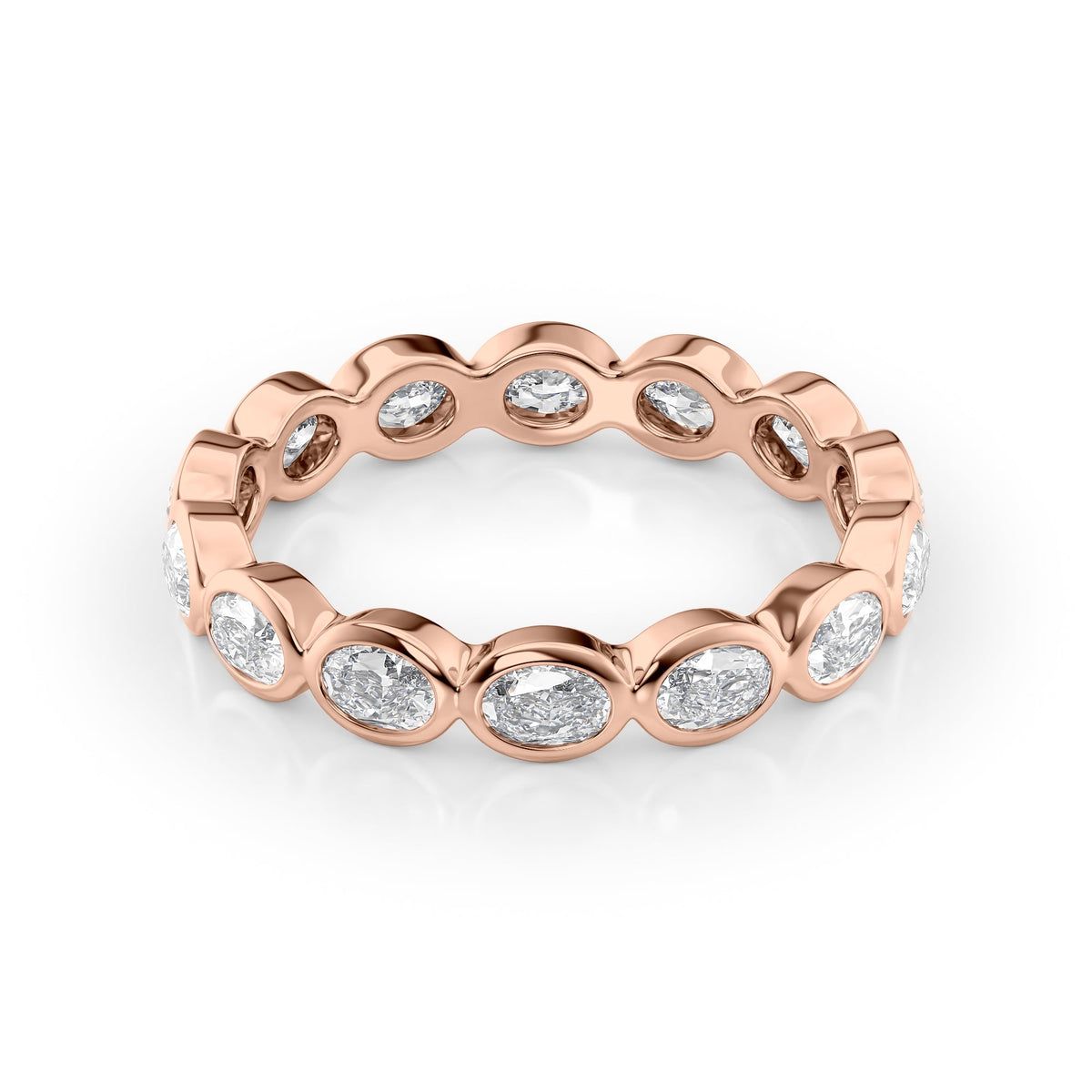 East West Oval Diamond  Bezel Eternity Ring