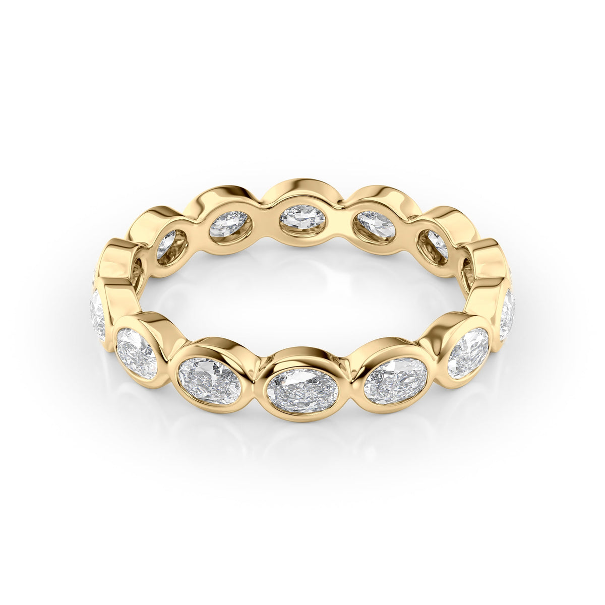 East West Oval Diamond  Bezel Eternity Ring
