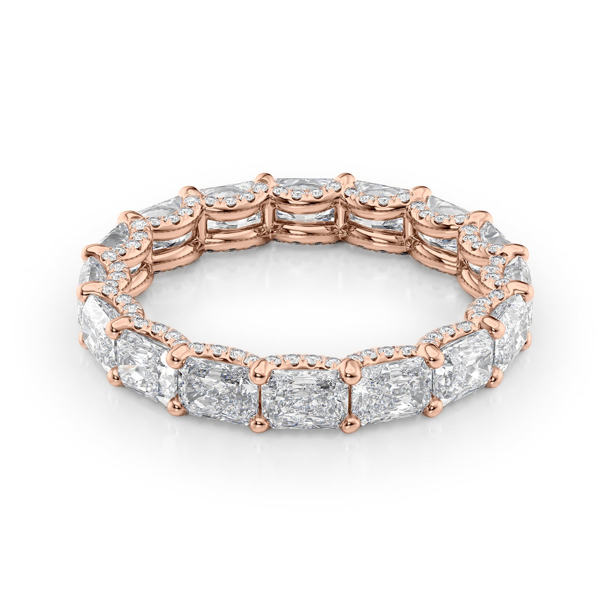 East West Radiant Diamond U Pave Prong Eternity Ring