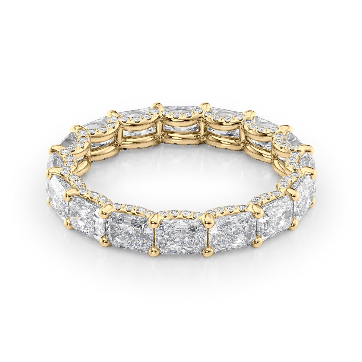 East West Radiant Diamond U Pave Prong Eternity Ring