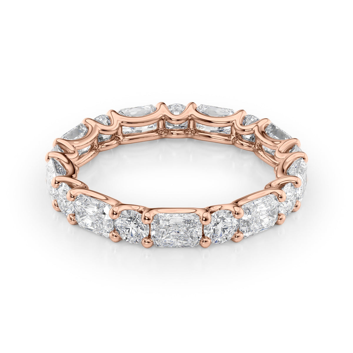 Radiant and Round Diamond U Prong Eternity Ring